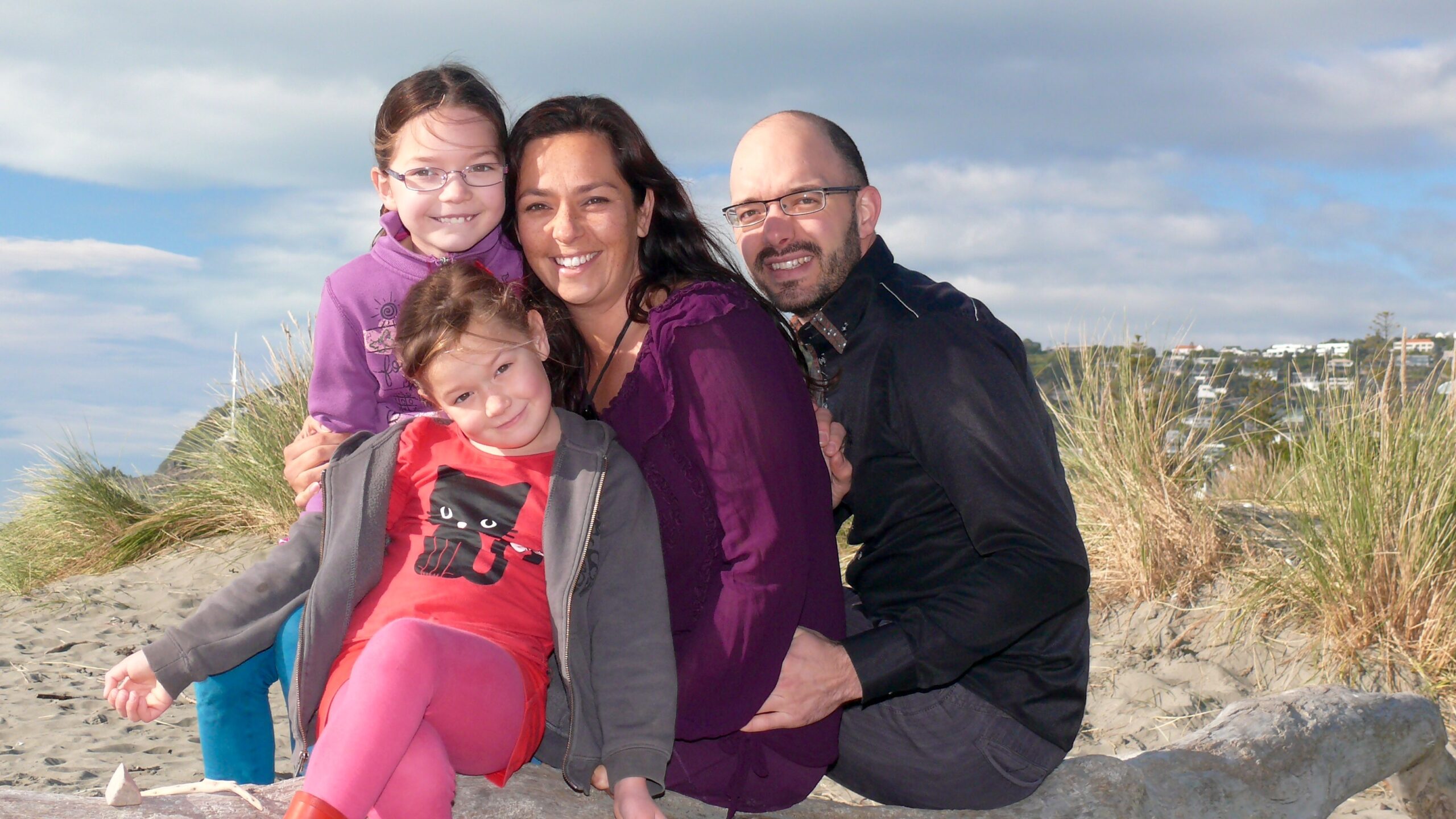 Familiefoto Naomi Bislip en gezin Nieuw-Zeeland